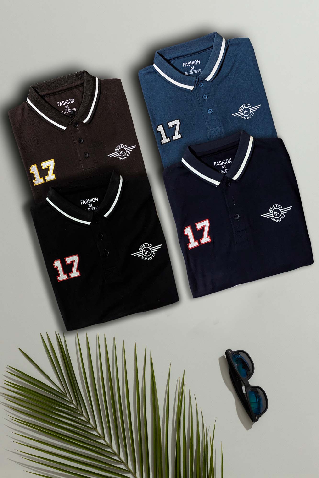 Pack of Four Stylish Embroidered Polo T-Shirts