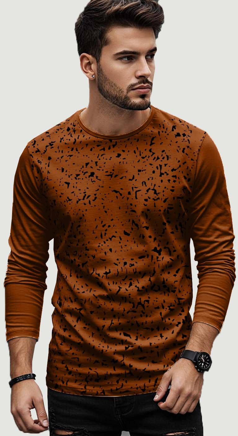 Men's Stylish Long-Sleeve Patterned Tee